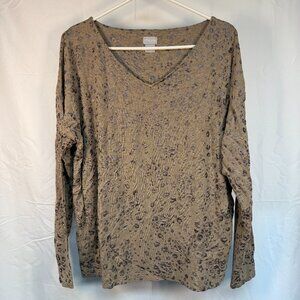 Chicos  Women’s Tan Long Sleeve Top Animal Geometric Metallic Print- Size 2